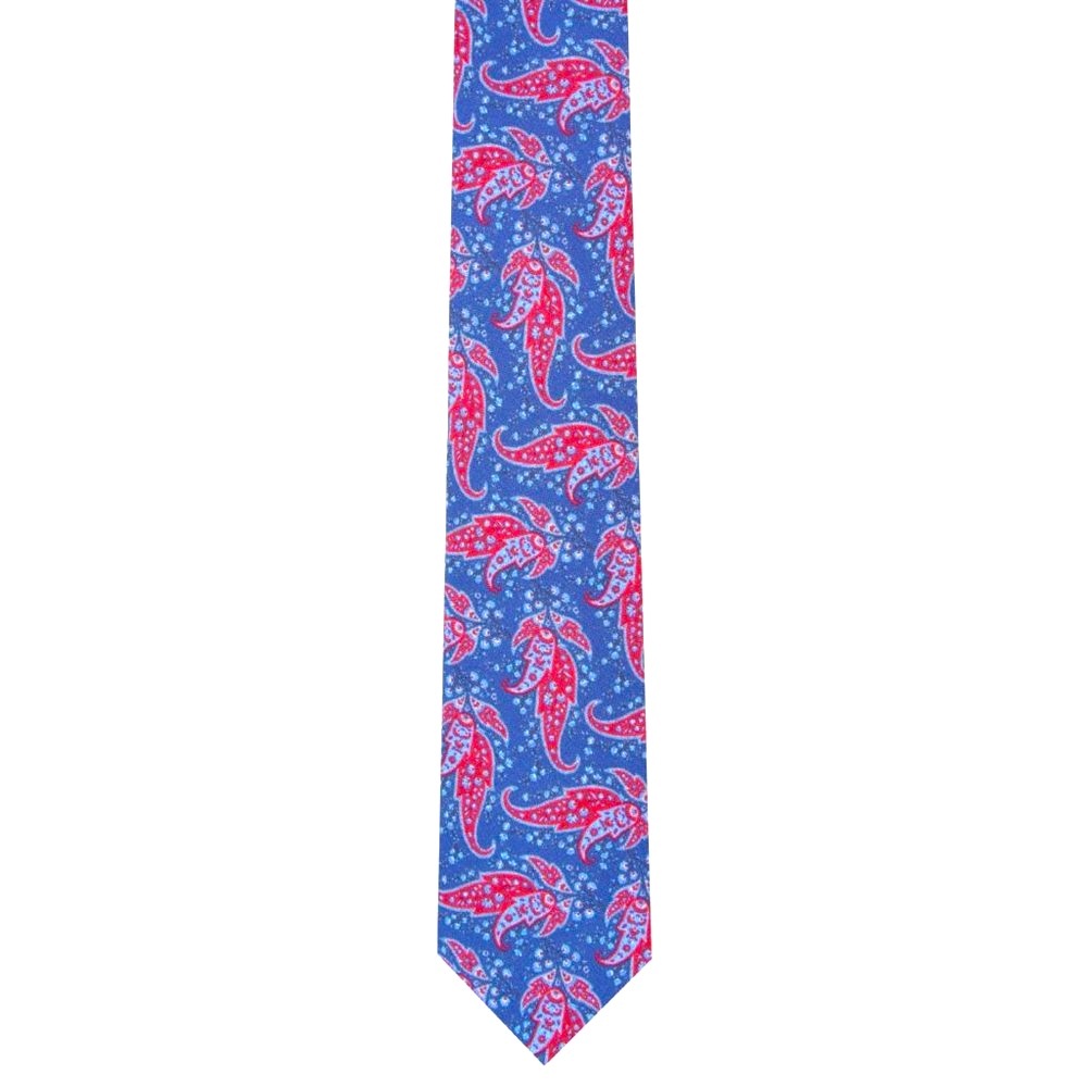 Bar III Mens Sorrento Paisley Skinny Neck Tie Red/Navy Dress, Formal, Business